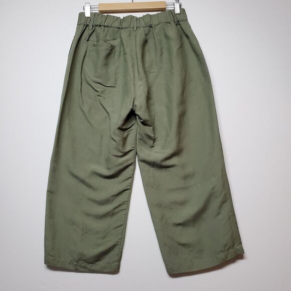 Contact Women’s Capri Rami- Rayon Blend M Army Green Wide Leg Minimalist Neutral - Picture 5 of 16